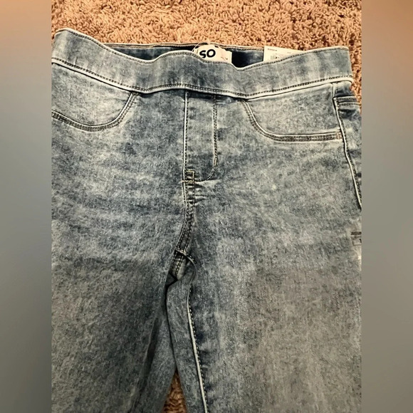 NWT new Set of 3 SO leggings jeggings girls 14 pink green blue denim - Picture 15 of 17